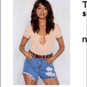 Light pink, nude bodysuit.